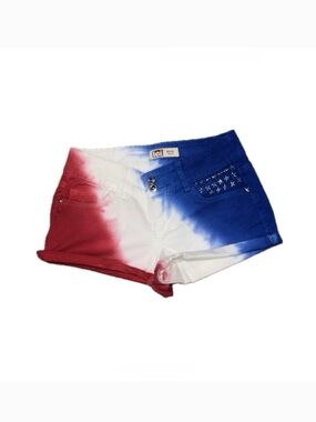 LeI Red White Blue Tie-Dye Women's Denim Shorts “Ashley” Size 3 (Juniors)